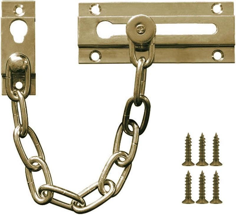 Siwil Security Door Lock Chain Heavy-Duty, Long Chain & Solid Brass with Antique Finished, Strong and Rust-Resistant Chain Locks Guard (Antique) - Image 1
